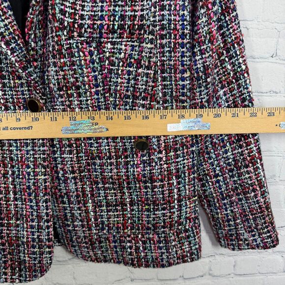 Halogen Tweed Blazer Women Medium Multciolor Preppy Old Money Luxury Jacket - Picture 11 of 12